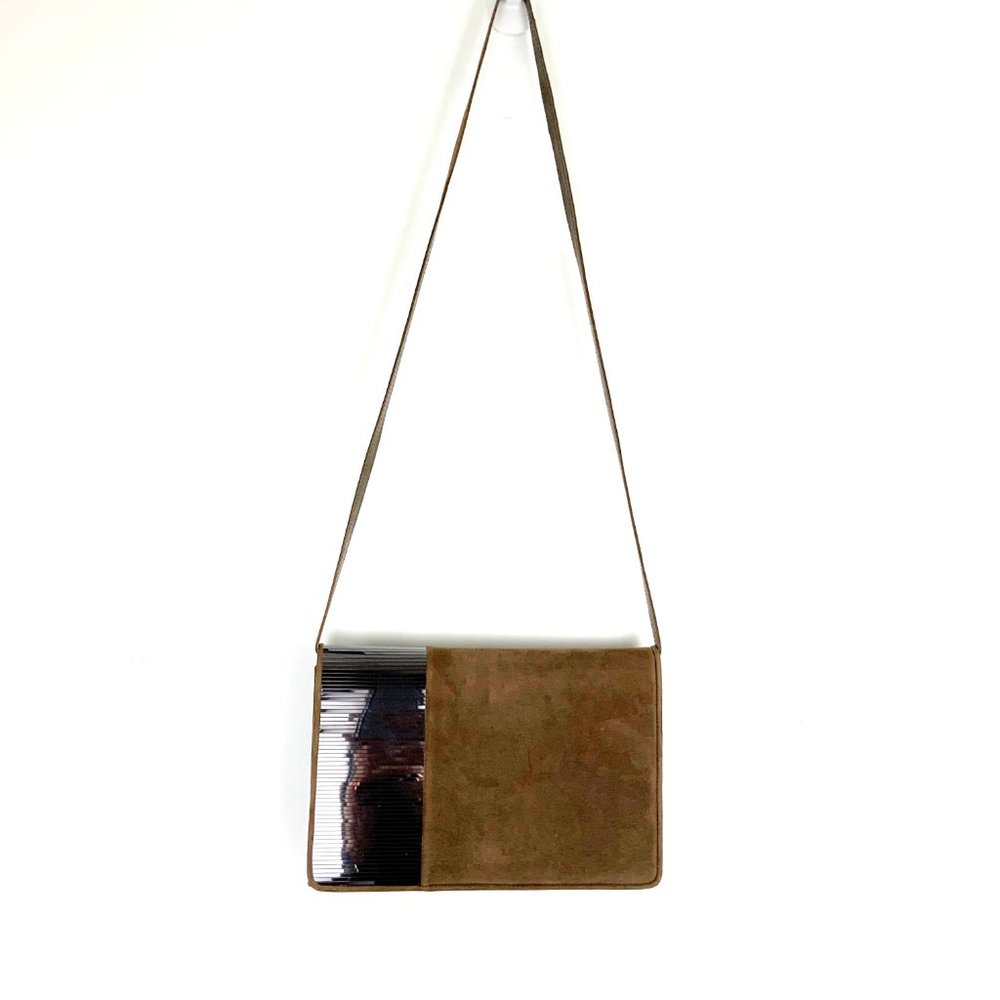 Stuart Weitzman Brown Genuine Suede Clutch Shoulder Purse Medium Size - Picture 6 of 16